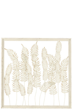 J-Line Wanddeco Planten Metaal Wit/Bruin