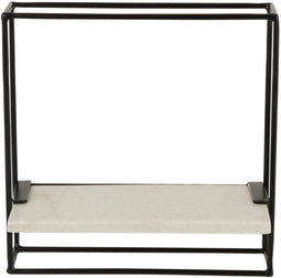 J-Line wanddecoratie 1 Plank - ijzer/marmer - zwart/wit - small