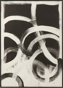 J-Line wanddecoratie Abstract - canvas/polyresin - zwart/wit