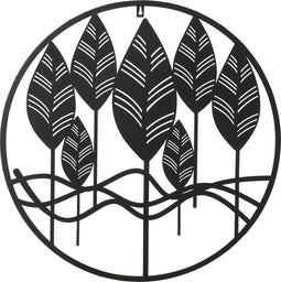 J-Line wanddecoratie Bladeren - metaal - zwart