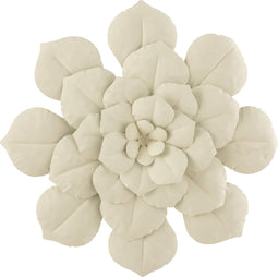 J-Line wanddecoratie Bloem - metaal - wit - small