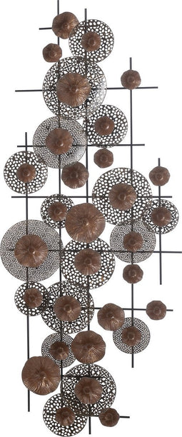 J-Line wanddecoratie Bloemen - metaal - bruin