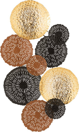 J-Line wanddecoratie Cirk - metaal - bruin/goud/zwart
