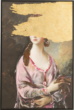 J-Line Wanddecoratie Joco Canvas/Poly Zwart/Goud