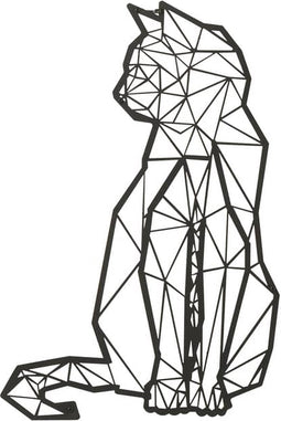 J-Line wanddecoratie Kat - metaal - zwart