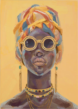 J-Line Wanddecoratie Vrouw Canvas/Hout Mix