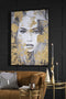 J-Line wanddecoratie vrouw - canvas/polyresin zwart/goud