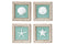 J-Line Wanddecoratie Zee Mdf/Spar Cyaan/Natuur Assortiment Van 4