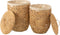 J-Line wasmanden + Deksel Waterhyacinth - jute - naturel - 2 stuks