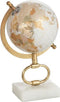 J-Line wereldbol Op Voet Marmer - metaal - wit/goud - small