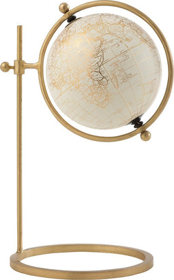 J-Line Wereldbol Ring Verschuifbaar Ijzer/Plastiek Goud/Wit Large