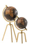 J-Line Wereldbol Tripod Ijzer/Plastiek Goud/Zwart Large