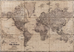 J-Line wereldkaart - metaal - antiek grijs