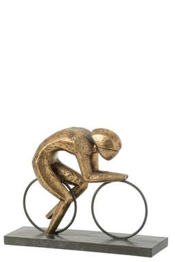 J-Line Wielrenner Op Voet Resine Goud Large