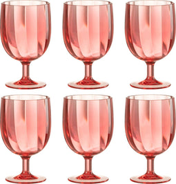 J-Line wijnglas - kunststof - rood - 6 stuks