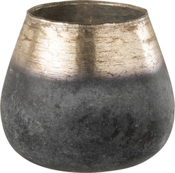 J-Line Windlicht Antique Conisch Glas Blauw/Grijs