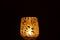 J-Line Windlicht Bloemen Glas Geel/Zilver Medium