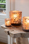 J-Line windlicht bloemen glas mat bruin/zilver medium