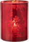 J-Line windlicht Bloemen - glas - rood - extra large