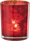 J-Line windlicht Bloemen - glas - rood - medium - 2 stuks