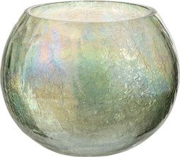 J-Line Windlicht Bol Craquele Glas Parel Effect Groen Medium