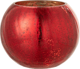 J-Line windlicht Bol Parel Effect - kaarshouder - glas - rood - large