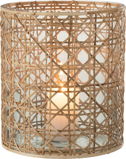 J-Line windlicht Candice Breed - glas/riet - naturel