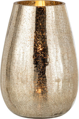 J-Line windlicht Eivorm Craquele - glas - goud - large