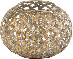 J-Line windlicht Gaatjes Bloem - metaal - goud