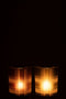 J-Line windlicht geruit - glas - bruin/groen - medium - 2 stuks