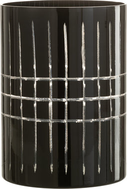 J-Line windlicht Geruit - glas - zwart - large