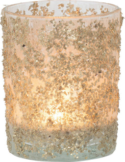 J-Line windlicht Glitter - glas - champagne - large