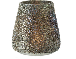 J-Line windlicht Glitter - glas - donkergroen - small