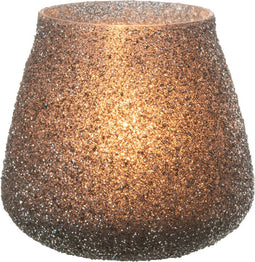 J-Line windlicht Glitter - glas - paars - small - 2 stuks