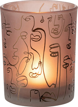 J-Line windlicht Happy Faces - glas - terracotta - medium