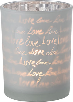 J-Line windlicht Love - glas - wit - medium