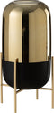 J-Line windlicht Op Voet - kaarshouder - glas - zwart/goud - large
