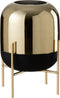 J-Line windlicht Op Voet - kaarshouder - glas - zwart/goud - small