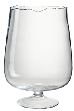 J-Line windlicht Op Voet Onregelmatige Rand - glas - transparant - large