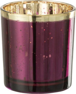 J-Line windlicht Rand - glas - bordeaux/goud - small - 6 stuks