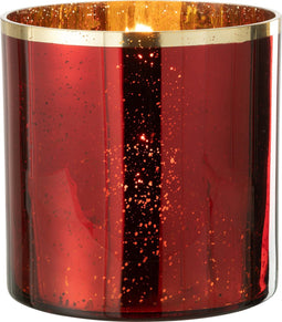 J-Line windlicht Rand - glas - goud/rood - extra large