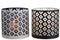 J-Line windlicht Ruit - glas - zwart/wit - large - 2 stuks