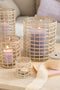 J-Line windlicht Violet - glas/riet - naturel - medium