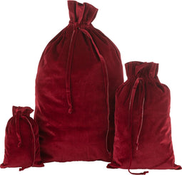 J-Line zak Kerst - velvet - rood - large - kerstversiering