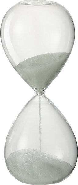 J-Line zandloper - glas/zand - wit - small