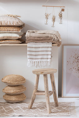 J-Line Zita tapijt - vloerkleed - katoen - beige - woonaccessoires