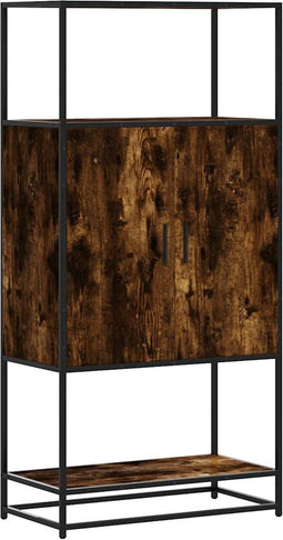 vidaXL - Hoge - kast - 68x35x139cm - bewerkt - hout - en - metaal - gerookt - eikenkleur
