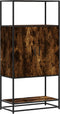vidaXL - Hoge - kast - 68x35x139cm - bewerkt - hout - en - metaal - gerookt - eikenkleur