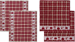 DDDDD Kitchen - 2x Theedoek & 2x Keukendoek - Red