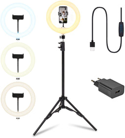 Infinity Goods Ring Light - LED - 3 Kleuren - Verstelbaar Statief Tot 186cm - Zwart